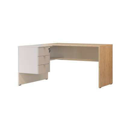 Madrid 3 Çekmeceli L Çalışma Masası - Florida Meşe/Vizon 140x75x107 cm - 11