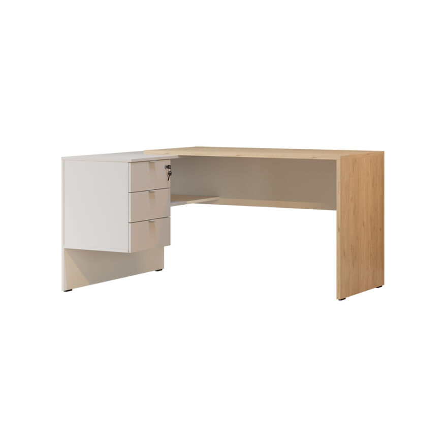 Madrid 3 Çekmeceli L Çalışma Masası - Florida Meşe/Vizon 140x75x107 cm - 11