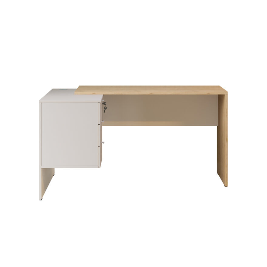 Madrid 3 Çekmeceli L Çalışma Masası - Florida Meşe/Vizon 140x75x107 cm - 12