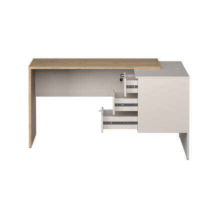 Madrid 3 Çekmeceli L Çalışma Masası - Florida Meşe/Vizon 140x75x107 cm - 8