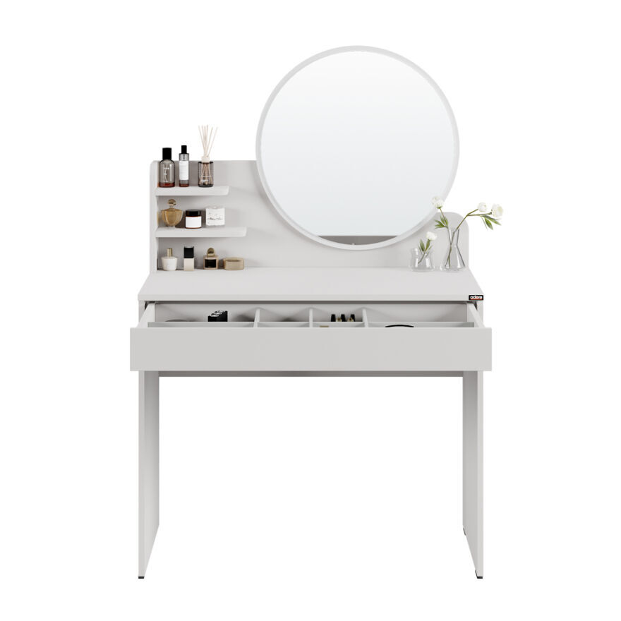 Make-Up Makyaj Masası - Diamond Beyaz 90x138x45 cm - 10