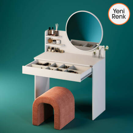 Make-Up Makyaj Masası - Diamond Beyaz 90x138x45 cm - 1