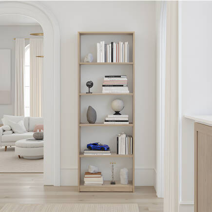 Max 5 Raflı Kitaplık - Açık Ceviz (Tori) 58x170x23 cm (GxYxD) 