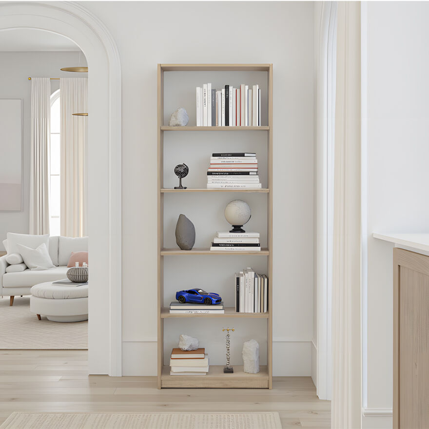 Max 5 Raflı Kitaplık - Açık Ceviz (Tori) 58x170x23 cm (GxYxD) - 1