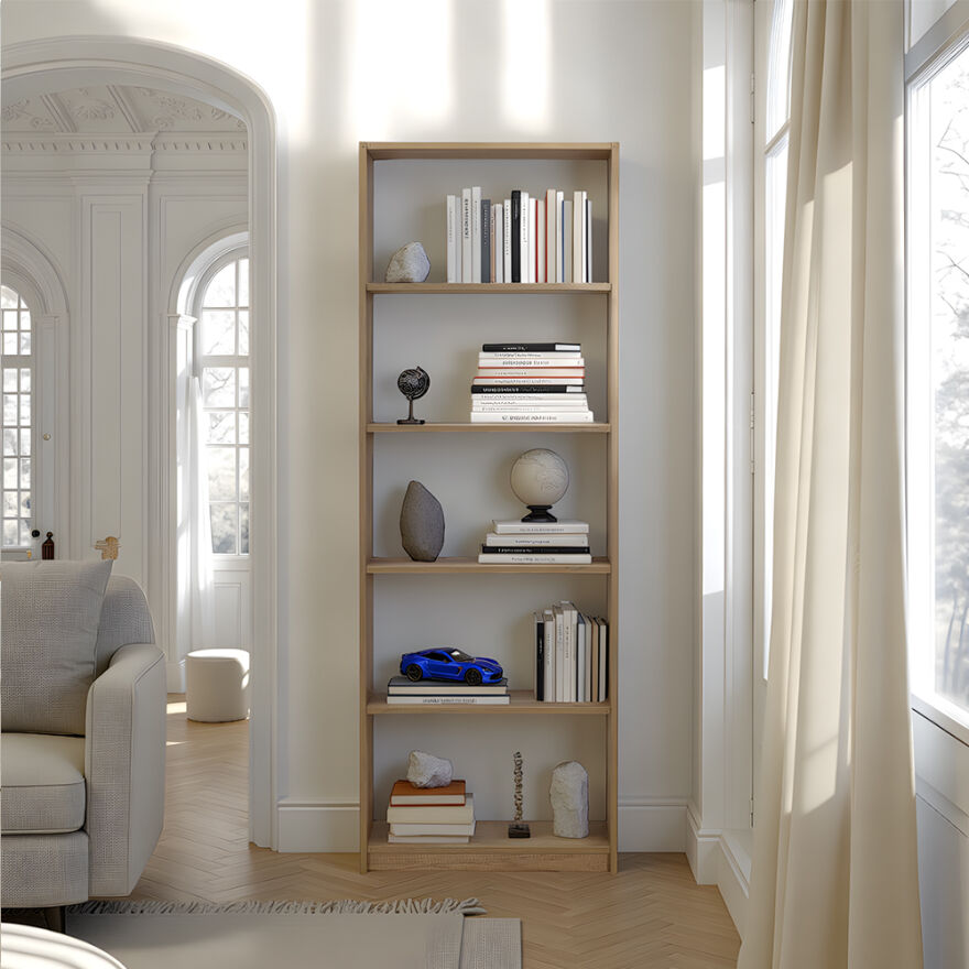 Max 5 Raflı Kitaplık - Açık Ceviz (Tori) 58x170x23 cm (GxYxD) - 10