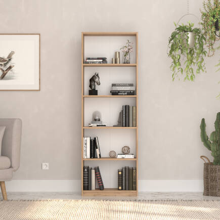 Max 5 Raflı Kitaplık - Florida Meşe 58x170x23 cm - Adore Mobilya (1)