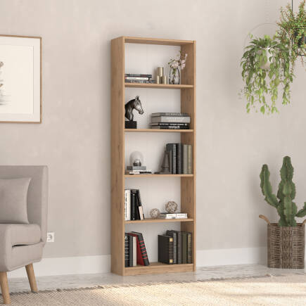 Max 5 Raflı Kitaplık - Florida Meşe 58x170x23 cm 