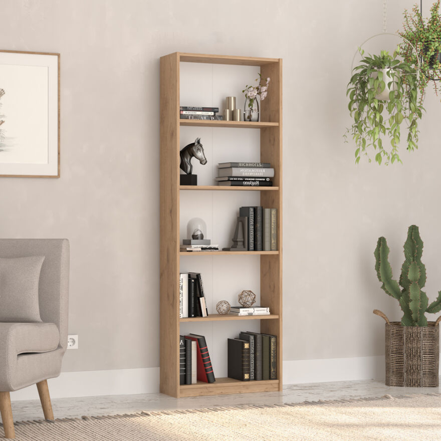 Max 5 Raflı Kitaplık - Florida Meşe 58x170x23 cm - 1