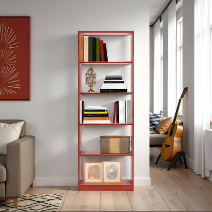 Max 5 Raflı Kitaplık-Parlak Kırmızı 58x170x23 cm (GxYxD) - 6