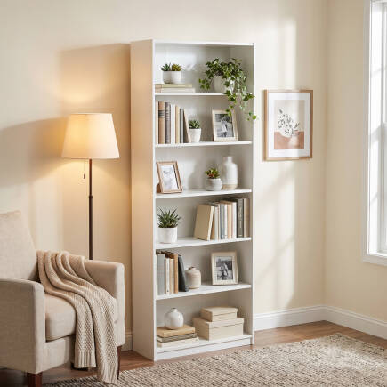 Max 6 Raflı Kitaplık - Beyaz 75x193x26 cm (GxYxD)
