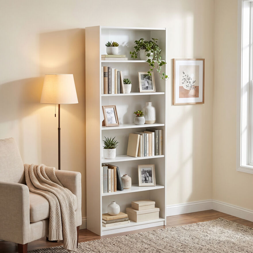 Max 6 Raflı Kitaplık - Beyaz 75x193x26 cm (GxYxD) - 1