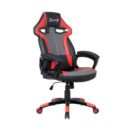 Max Racing Combat Oyuncu ve Çalışma Koltuğu-Siyah-Gri-Kırmızı 63,5x119-129x69,5 cm (GxYxD)