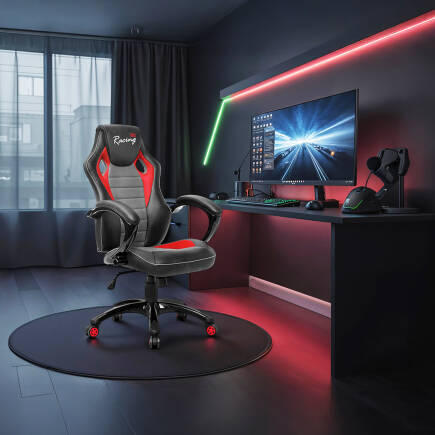 Max Racing Oyuncu ve Çalışma Koltuğu-Gri-Siyah-Kırmızı 61x111-121x57 cm (GxYxD) - 4