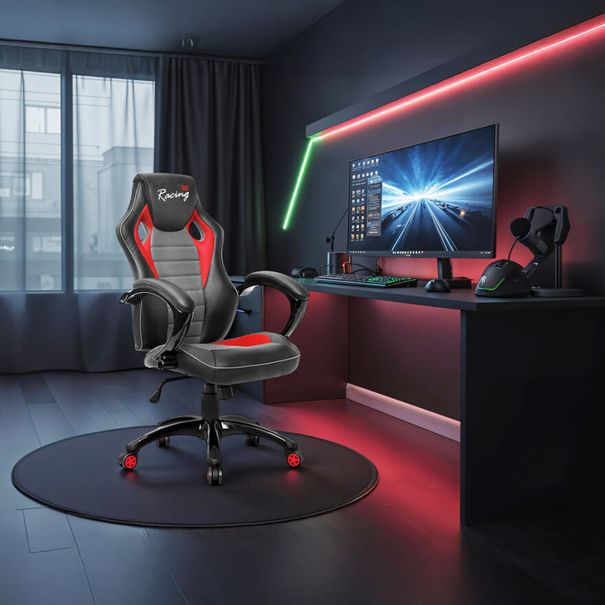 Max Racing Oyuncu ve Çalışma Koltuğu-Gri-Siyah-Kırmızı 61x111-121x57 cm (GxYxD) - 4