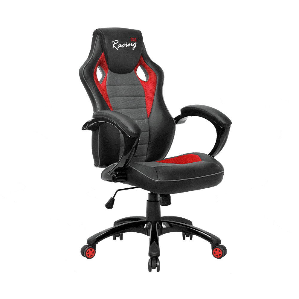Max Racing Oyuncu ve Çalışma Koltuğu-Gri-Siyah-Kırmızı 61x111-121x57 cm (GxYxD) - 2