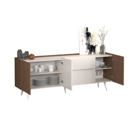 Milano 3 Kapaklı 2 Çekmeceli Konsol - Vizon/Zebra 210x80x44 cm - 5