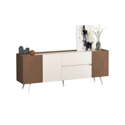 Milano 3 Kapaklı 2 Çekmeceli Konsol - Vizon/Zebra 210x80x44 cm - 7