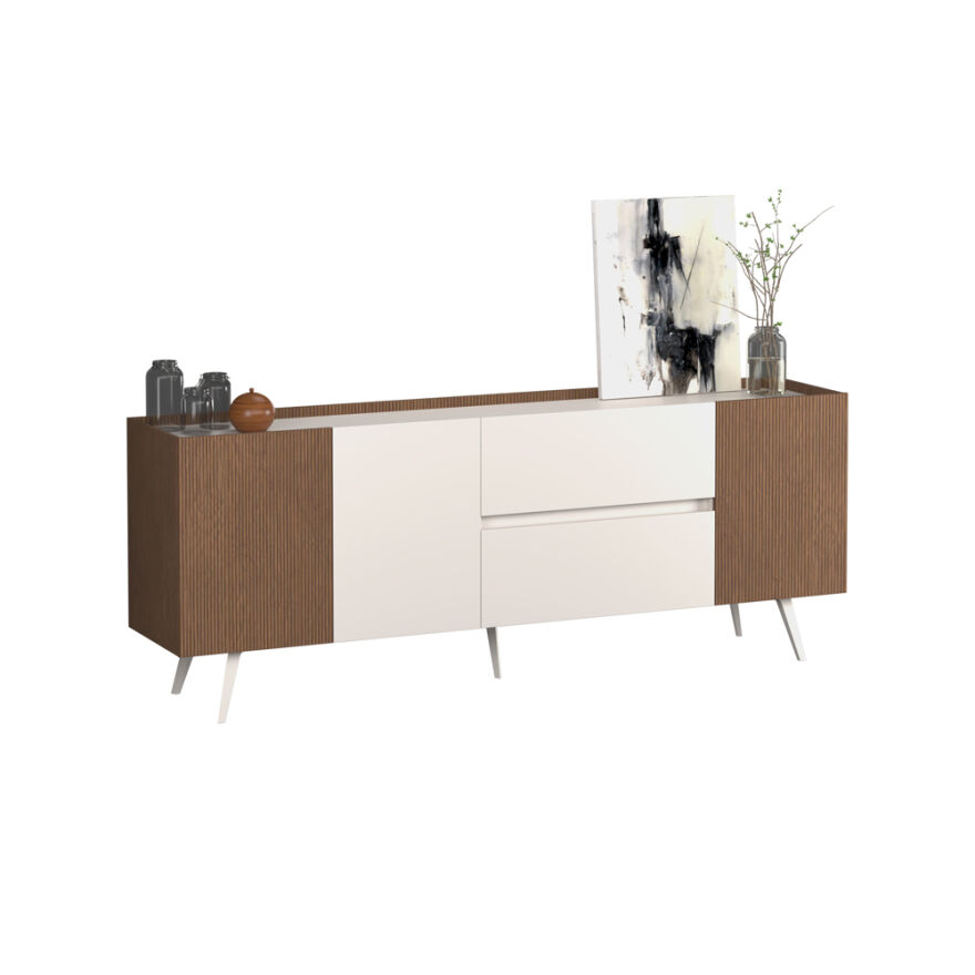 Milano 3 Kapaklı 2 Çekmeceli Konsol - Vizon/Zebra 210x80x44 cm - 7