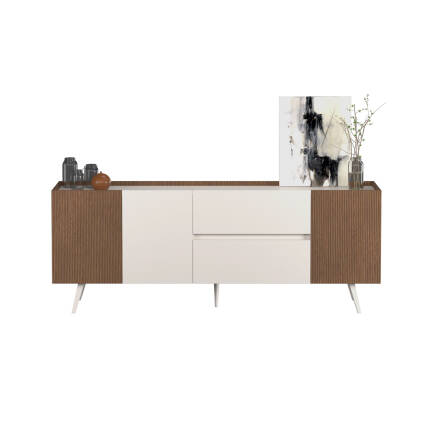 Milano 3 Kapaklı 2 Çekmeceli Konsol - Vizon/Zebra 210x80x44 cm - 8