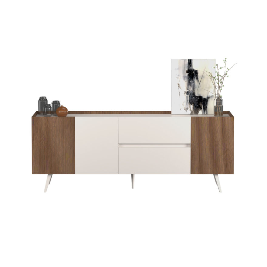 Milano 3 Kapaklı 2 Çekmeceli Konsol - Vizon/Zebra 210x80x44 cm - 8