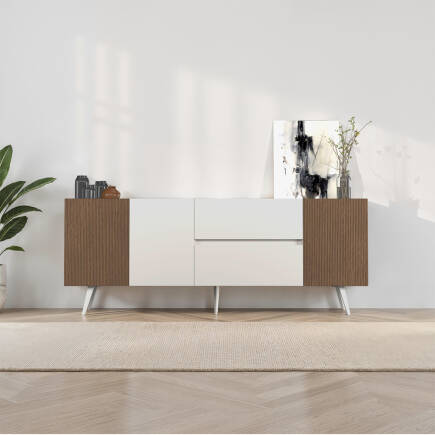 Milano 3 Kapaklı 2 Çekmeceli Konsol - Vizon/Zebra 210x80x44 cm - 3