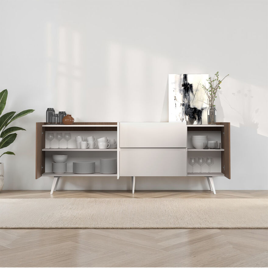 Milano 3 Kapaklı 2 Çekmeceli Konsol - Vizon/Zebra 210x80x44 cm - 4