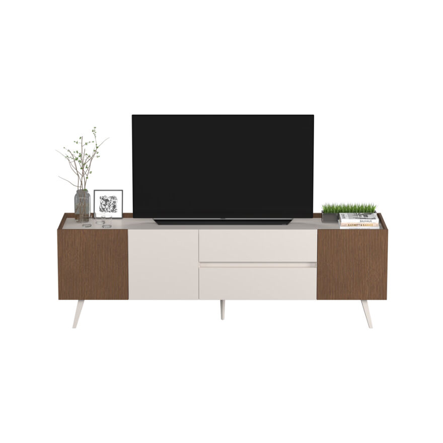 Milano 3 Kapaklı 2 Çekmeceli Tv Ünitesi - Vizon/Zebra 210x66x44 cm - 7