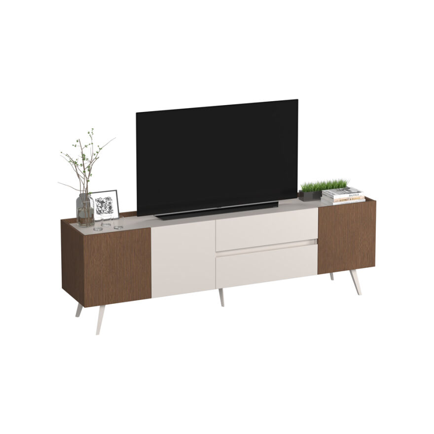 Milano 3 Kapaklı 2 Çekmeceli Tv Ünitesi - Vizon/Zebra 210x66x44 cm - 5