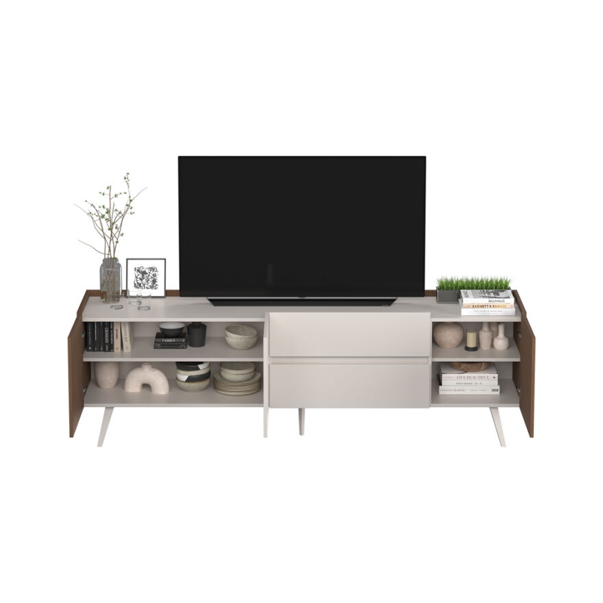 Milano 3 Kapaklı 2 Çekmeceli Tv Ünitesi - Vizon/Zebra 210x66x44 cm - 8