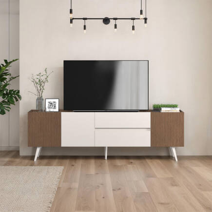 Milano 3 Kapaklı 2 Çekmeceli Tv Ünitesi - Vizon/Zebra 210x66x44 cm - 3