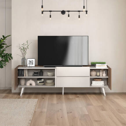 Milano 3 Kapaklı 2 Çekmeceli Tv Ünitesi - Vizon/Zebra 210x66x44 cm - 4