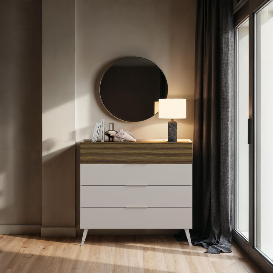 Milano 4 Çekmeceli Şifonyer - Vizon/Zebra 103x101x44 cm - 2