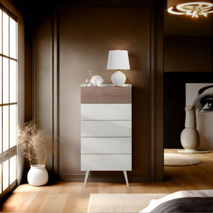 Milano 5 Çekmeceli Şifonyer - Vizon/Zebra 60x121x44 cm - 1