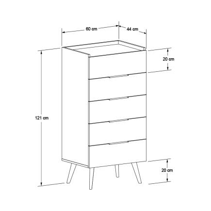 Milano 5 Çekmeceli Şifonyer - Vizon/Zebra 60x121x44 cm - 7