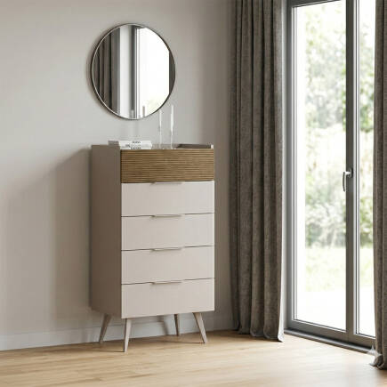 Milano 5 Çekmeceli Şifonyer - Vizon/Zebra 60x121x44 cm