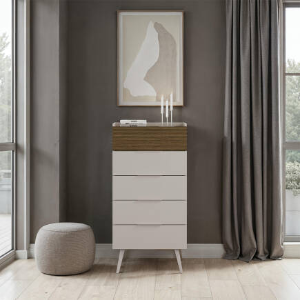 Milano 5 Çekmeceli Şifonyer - Vizon/Zebra 60x121x44 cm (1)