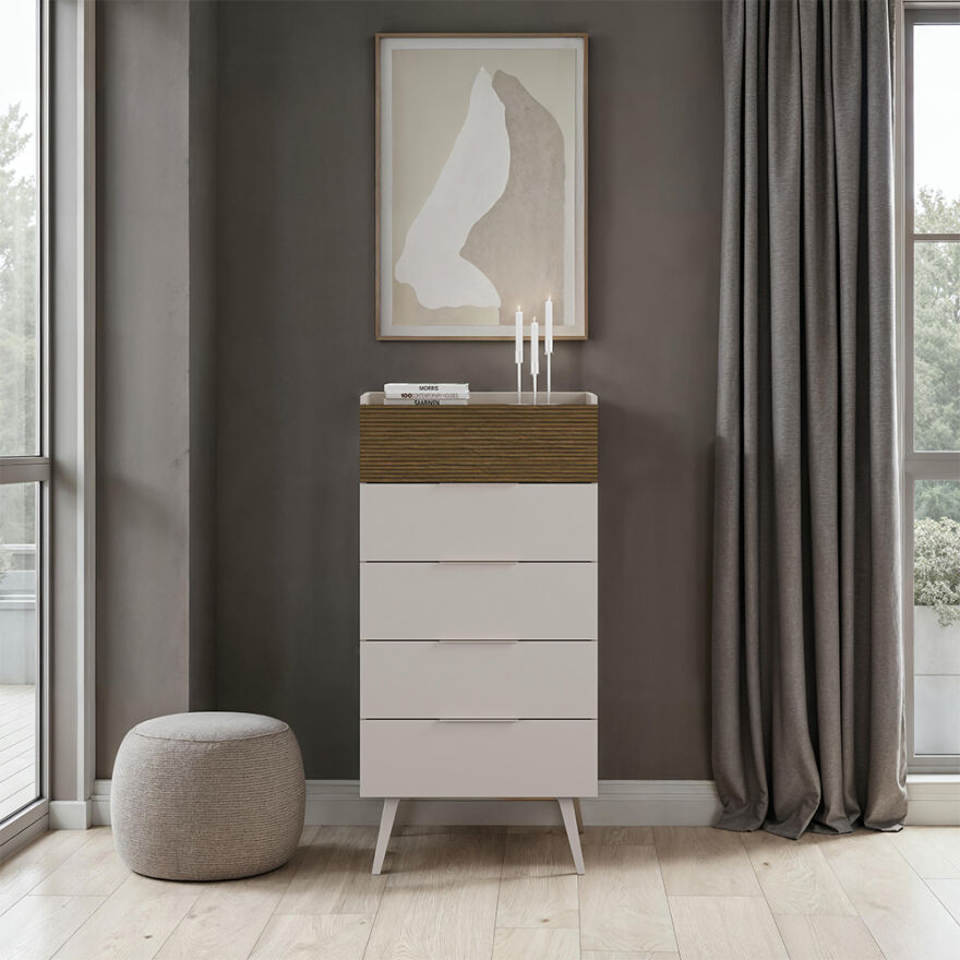 Milano 5 Çekmeceli Şifonyer - Vizon/Zebra 60x121x44 cm - 2