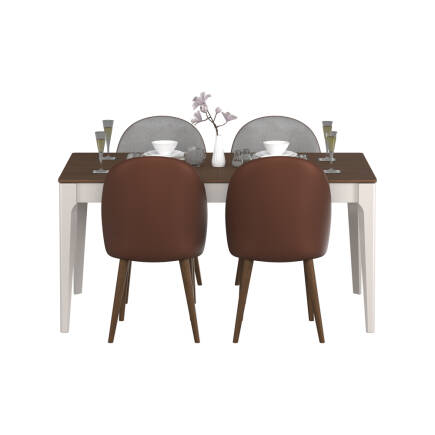 Milano Açılır Yemek Masası - Vizon/Zebra 160-200x78x90 cm - 7