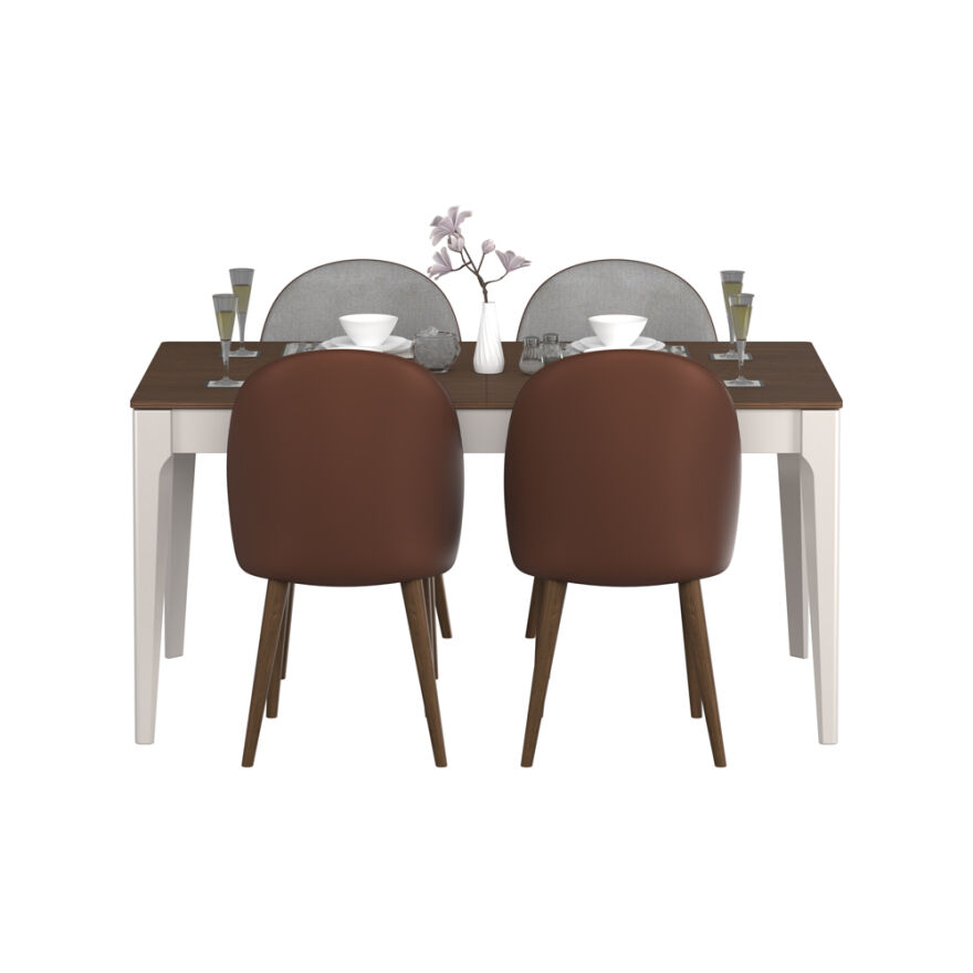 Milano Açılır Yemek Masası - Vizon/Zebra 160-200x78x90 cm - 7