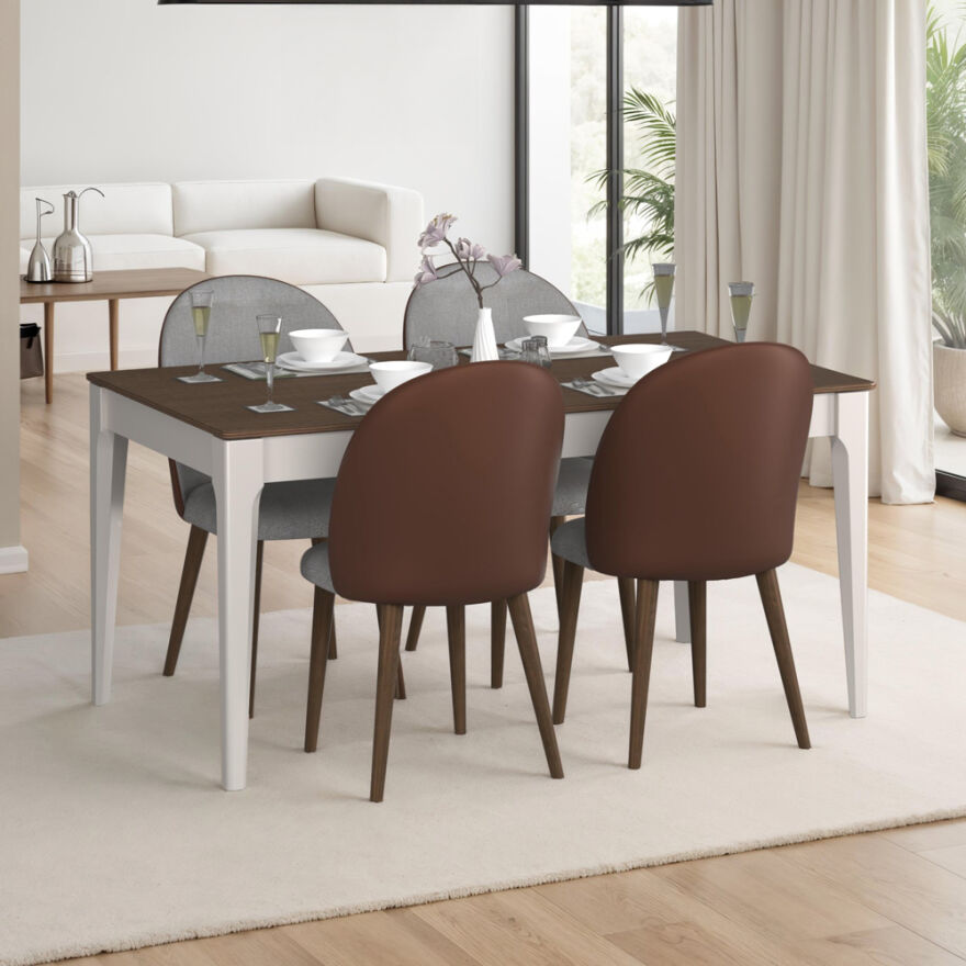 Milano Açılır Yemek Masası - Vizon/Zebra 160-200x78x90 cm - 1