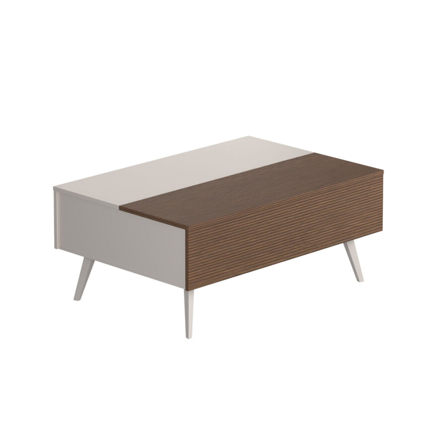 Milano Çekmeceli Dikdörtgen Orta Sehpa - Vizon/Zebra 103x44x72 cm - 10