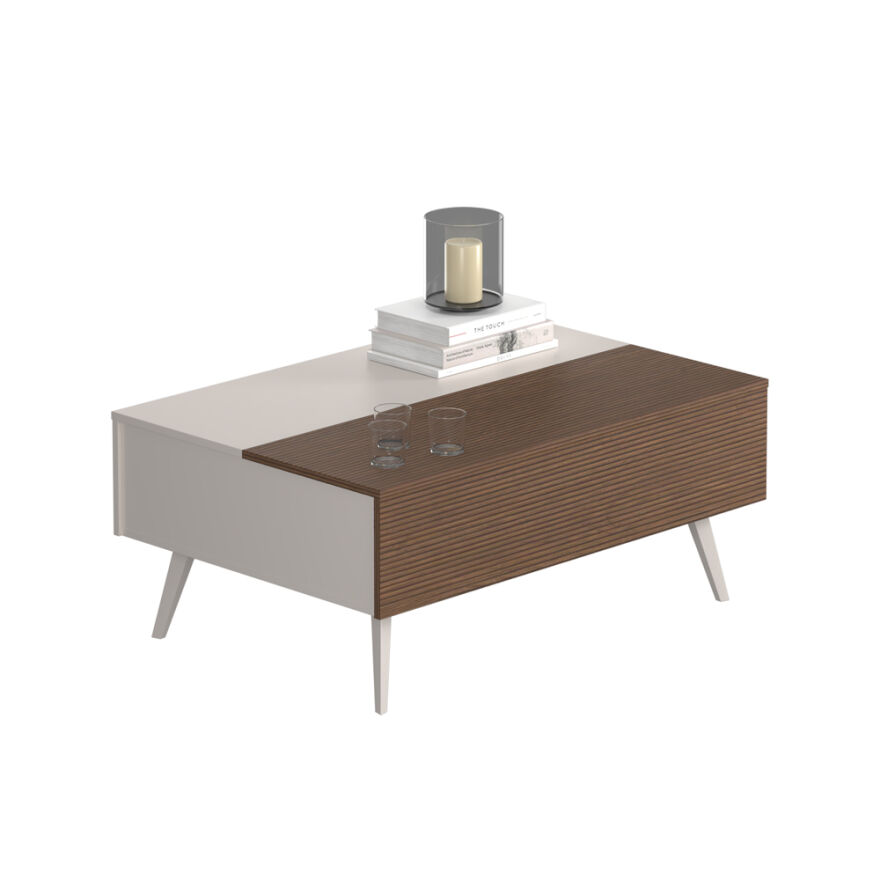 Milano Çekmeceli Dikdörtgen Orta Sehpa - Vizon/Zebra 103x44x72 cm - 3