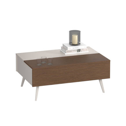 Milano Çekmeceli Dikdörtgen Orta Sehpa - Vizon/Zebra 103x44x72 cm - 6