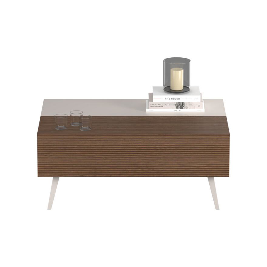 Milano Çekmeceli Dikdörtgen Orta Sehpa - Vizon/Zebra 103x44x72 cm - 7