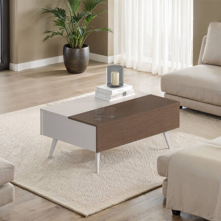 Milano Çekmeceli Dikdörtgen Orta Sehpa - Vizon/Zebra 103x44x72 cm - Adore Mobilya