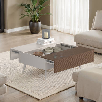 Milano Çekmeceli Dikdörtgen Orta Sehpa - Vizon/Zebra 103x44x72 cm - Adore Mobilya (1)