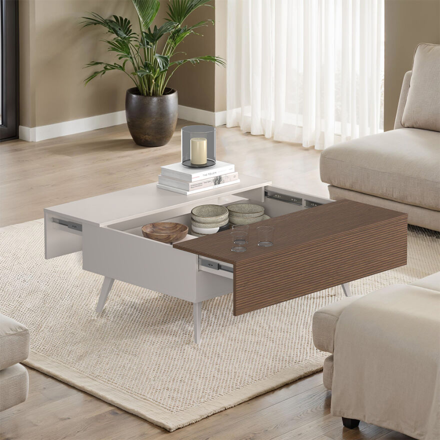 Milano Çekmeceli Dikdörtgen Orta Sehpa - Vizon/Zebra 103x44x72 cm - 2