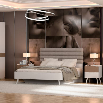 Milano Çift Kişilik Karyola - Vizon/Zebra 166x120x205 cm - 1