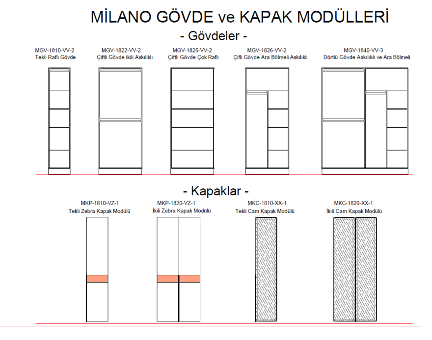 Milano Gardırop Opsiyonel Tek Cam Kapak - Bronz Cam 45x218x2 cm - 4