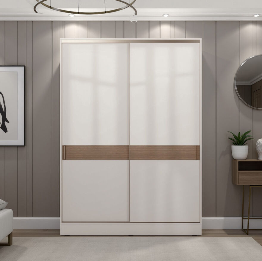 Milano Sürgülü Gardırop - Vizon/Zebra 160x223x60 cm - 1